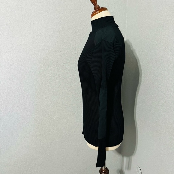 Zara Women Black Combination Turtleneck Long Sleeves Rib Tonal Appliqué Top Sz L - Picture 13 of 17